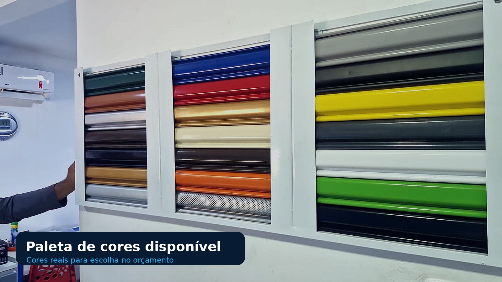 Paleta de cores para portas de enrolar e portas automáticas com pintura eletrostática em Recife